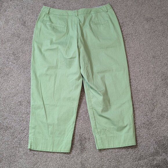 LARRY LEVINE Lime Green High Rise Front Zip Stretch Cropped Pants; Size 16 - Picture 2 of 4